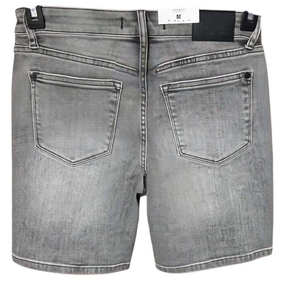 Judy Blue Jean Shorts | Gray Acid Wash High Rise Bermuda | Stretch Denim | NWT - Picture 15 of 16
